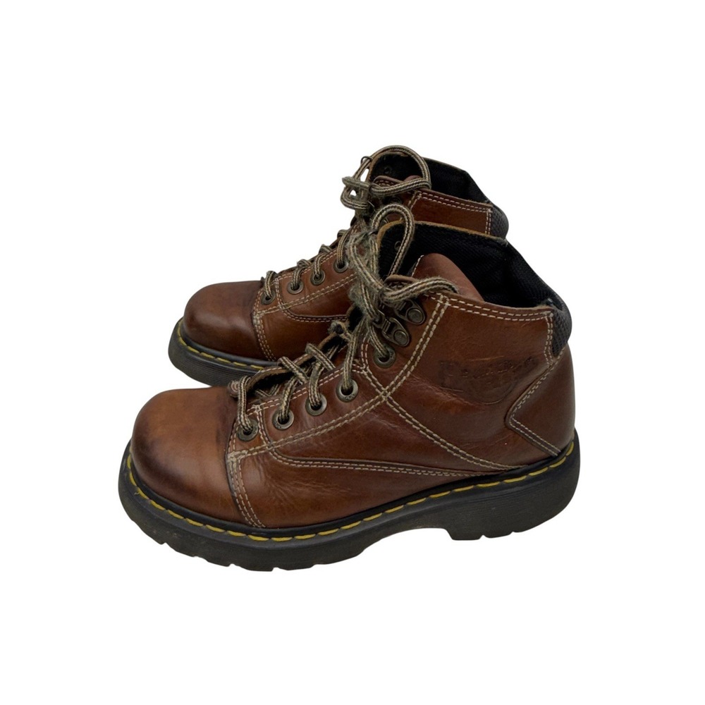 Vtg Y2K Doc Martens Authentic 8A07 Unisex Brown Leather Ankle Boots Mens Size 6